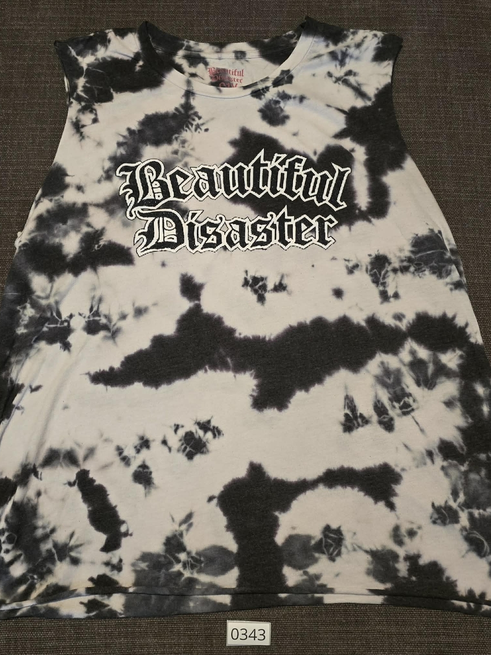 Beautiful Disaster Tie-Dye Muscle Tank - Black & White Size C1X